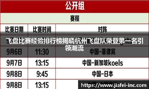 飞盘比赛经验排行榜揭晓杭州飞盘队荣登第一名引领潮流